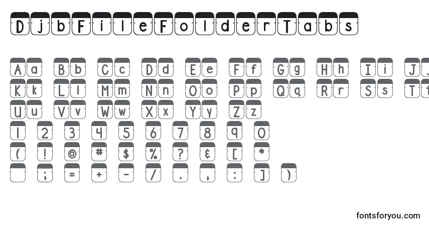 Schriftart DjbFileFolderTabs – Alphabet, Zahlen, spezielle Symbole