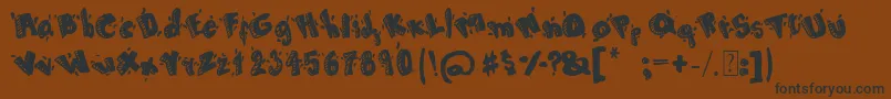 Cartoon80-fontti – mustat fontit ruskealla taustalla
