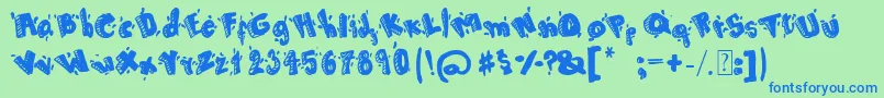 Cartoon80 Font – Blue Fonts on Green Background