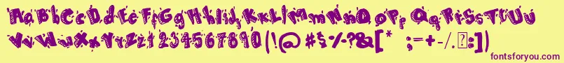 Cartoon80 Font – Purple Fonts on Yellow Background