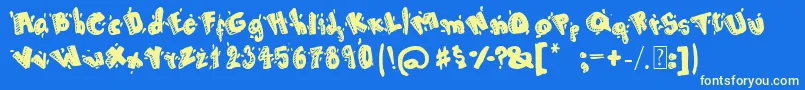 Cartoon80 Font – Yellow Fonts on Blue Background
