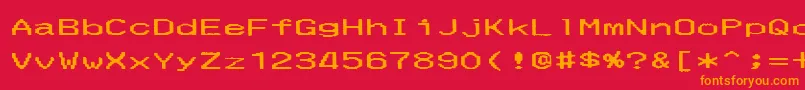 フォントMerchantCopyWide – 赤い背景にオレンジの文字