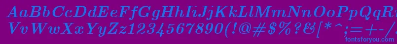 Weitere Informationen zur EuclidBoldItalic-Schriftart EuclidBoldItalic-Schriftart – Blaue Schriften auf violettem Hintergrund