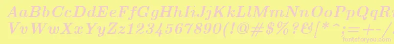 EuclidBoldItalic Font – Pink Fonts on Yellow Background