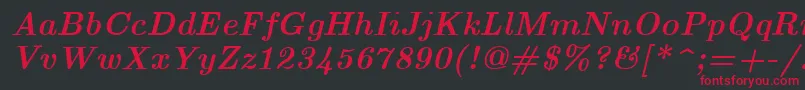 EuclidBoldItalic Font – Red Fonts on Black Background