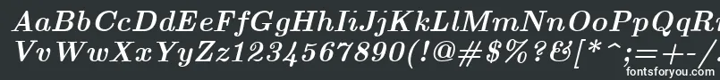 EuclidBoldItalic-fontti – valkoiset fontit mustalla taustalla