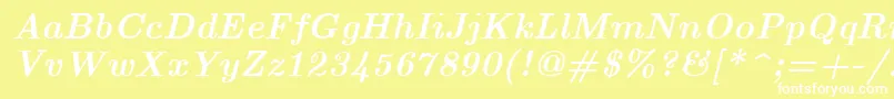 フォントEuclidBoldItalic – 黄色い背景に白い文字