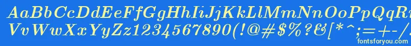 フォントEuclidBoldItalic – 黄色の文字、青い背景