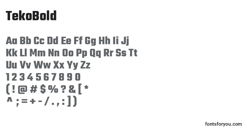 Schriftart TekoBold – Alphabet, Zahlen, spezielle Symbole
