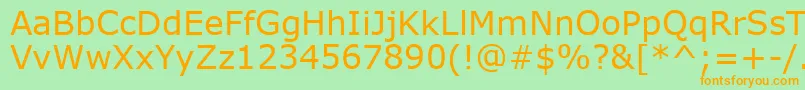 フォントVerdanaKoi8 – オレンジの文字が緑の背景にあります。