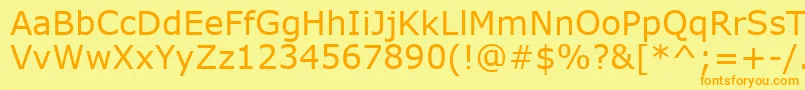 フォントVerdanaKoi8 – オレンジの文字が黄色の背景にあります。