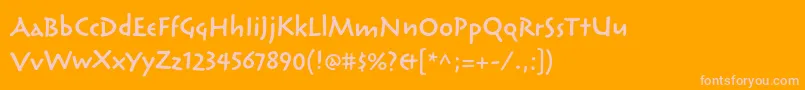 ReliqstdSemiboldactive-fontti – vaaleanpunaiset fontit oranssilla taustalla