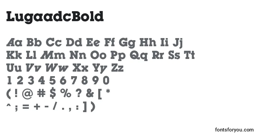A fonte LugaadcBold – alfabeto, números, caracteres especiais