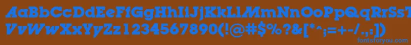 フォントLugaadcBold – 茶色の背景に青い文字
