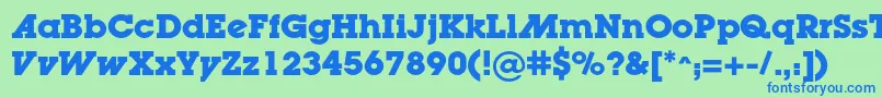 LugaadcBold-fontti – siniset fontit vihreällä taustalla