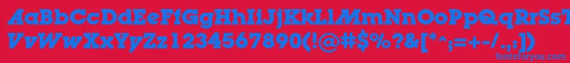 フォントLugaadcBold – 赤い背景に青い文字