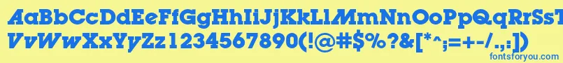 LugaadcBold Font – Blue Fonts on Yellow Background