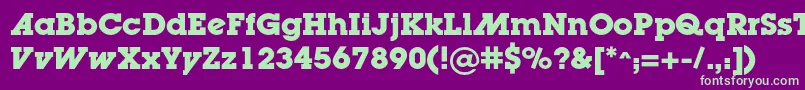 LugaadcBold-fontti – vihreät fontit violetilla taustalla