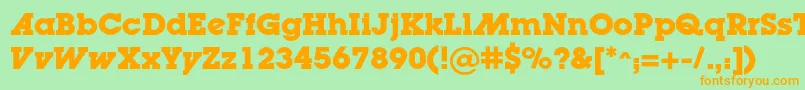 LugaadcBold-fontti – oranssit fontit vihreällä taustalla