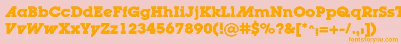 フォントLugaadcBold – オレンジの文字がピンクの背景にあります。