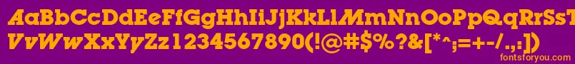 LugaadcBold-fontti – oranssit fontit violetilla taustalla