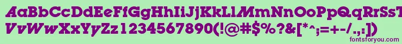 LugaadcBold-fontti – violetit fontit vihreällä taustalla