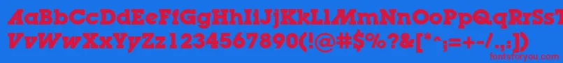 LugaadcBold-fontti – punaiset fontit sinisellä taustalla