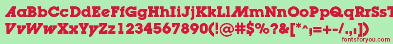 LugaadcBold-fontti – punaiset fontit vihreällä taustalla