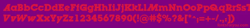 LugaadcBold-fontti – punaiset fontit violetilla taustalla