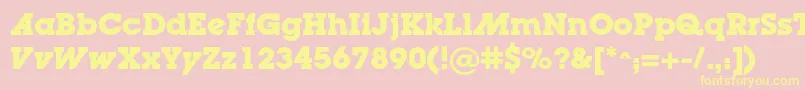 LugaadcBold-fontti – keltaiset fontit vaaleanpunaisella taustalla