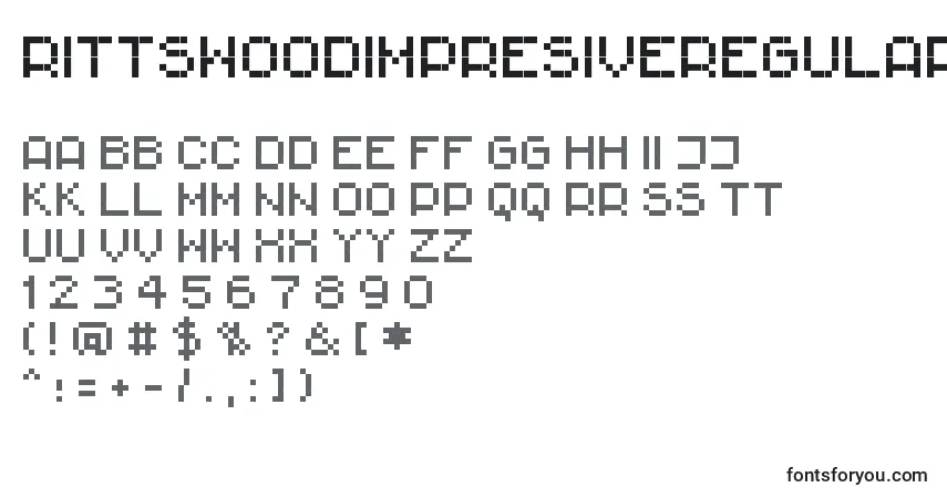 Czcionka RittswoodimpresiveRegular – alfabet, cyfry, specjalne znaki