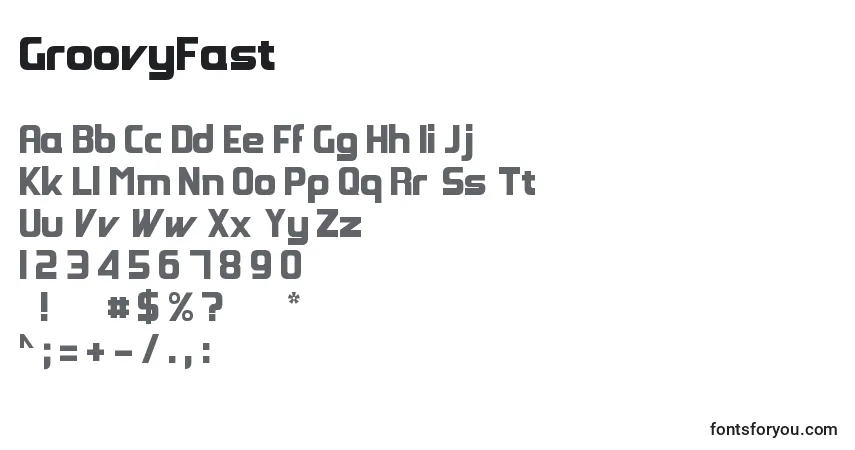 Schriftart GroovyFast – Alphabet, Zahlen, spezielle Symbole