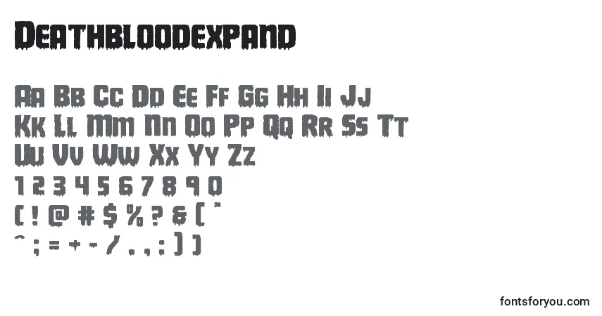 Fuente Deathbloodexpand - alfabeto, números, caracteres especiales