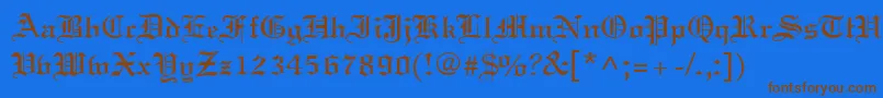 フォントOldWorld – 茶色の文字が青い背景にあります。