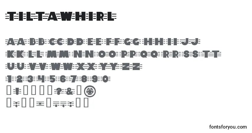 A fonte Tiltawhirl – alfabeto, números, caracteres especiais