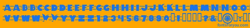 Tiltawhirl-Schriftart – Blaue Schriften auf orangefarbenem Hintergrund