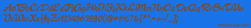 Express Font – Brown Fonts on Blue Background