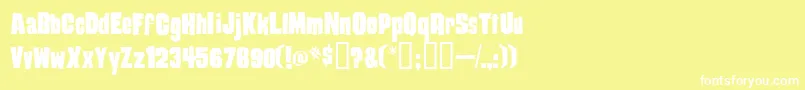 DamagedGoods-Schriftart – Weiße Schriften auf gelbem Hintergrund