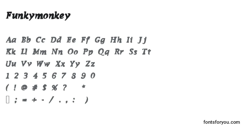 Funkymonkey-fontti – aakkoset, numerot, erikoismerkit