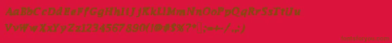 Funkymonkey-Schriftart – Braune Schriften auf rotem Hintergrund