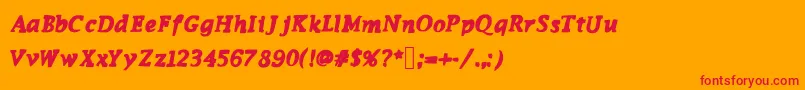 Czcionka Funkymonkey – czerwone czcionki na pomarańczowym tle