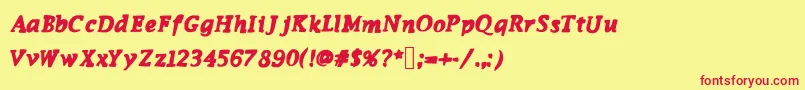 Funkymonkey-Schriftart – Rote Schriften auf gelbem Hintergrund