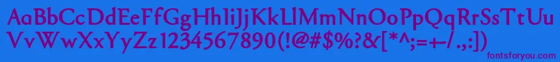 Garabl-Schriftart – Violette Schriften auf blauem Hintergrund
