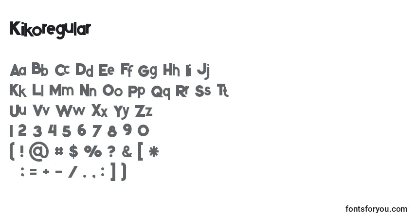 Шрифт Kikoregular – алфавит, цифры, специальные символы