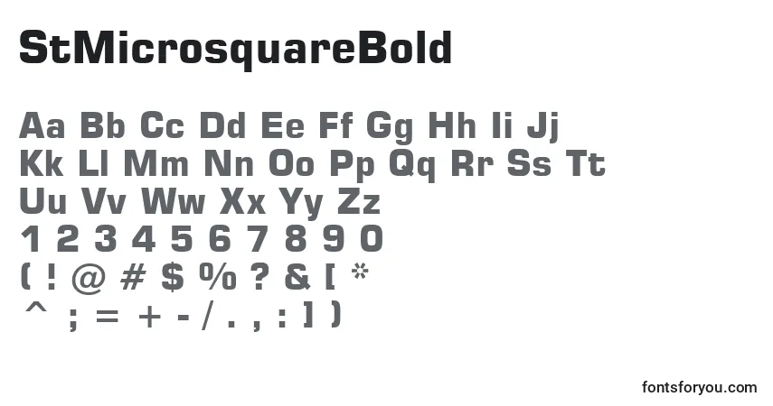 Czcionka StMicrosquareBold – alfabet, cyfry, specjalne znaki