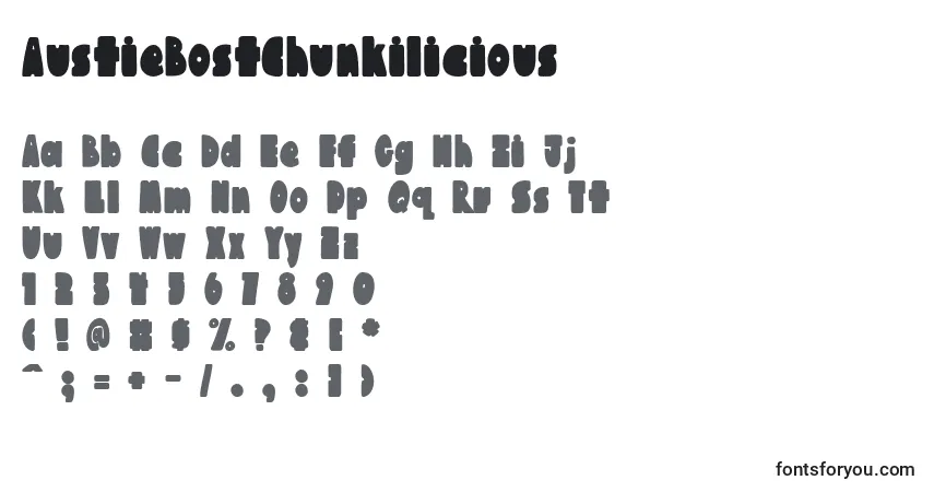 Czcionka AustieBostChunkilicious – alfabet, cyfry, specjalne znaki