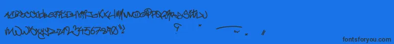 CrazyWriterz-Schriftart – Schwarze Schriften auf blauem Hintergrund