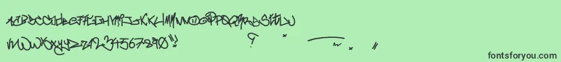 フォントCrazyWriterz – 緑の背景に黒い文字