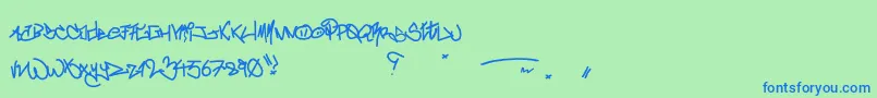 fuente CrazyWriterz – Fuentes Azules Sobre Fondo Verde