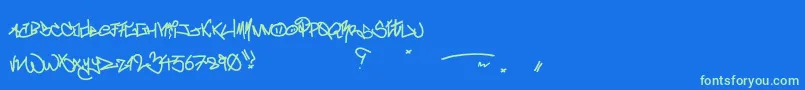 fuente CrazyWriterz – Fuentes Verdes Sobre Fondo Azul